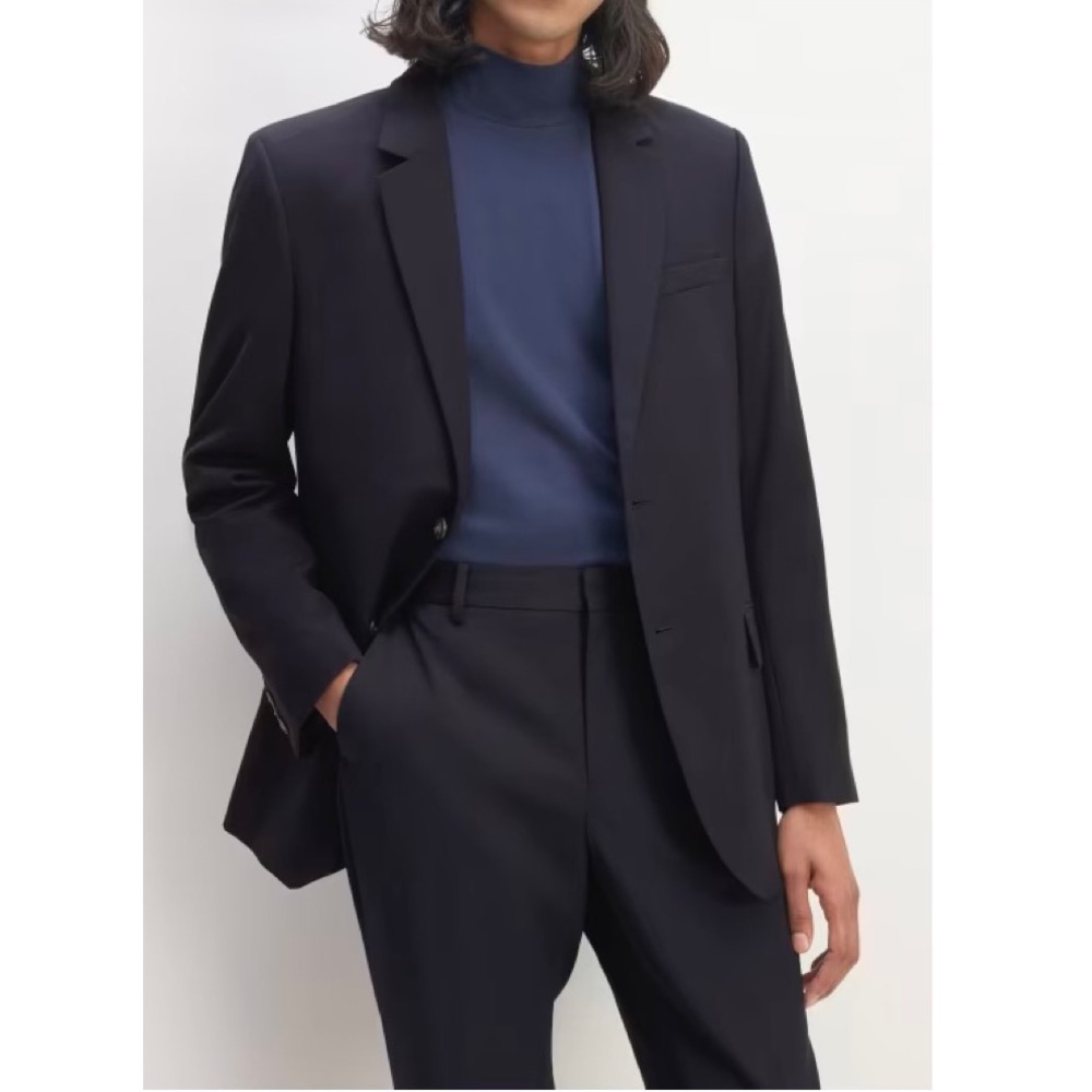 Everlane Men's Navy Blue Single Breasted Wool Blazer Coat Suit Jacket Size 40